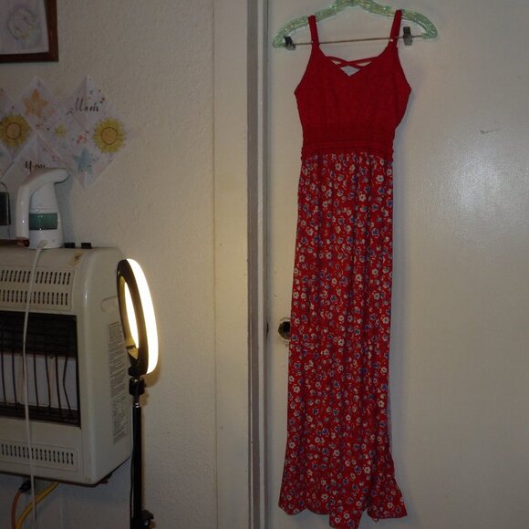 NoBo Lace/Floral Maxi Dress Open Skirt With Shorts Dress Sz M - Picture 4 of 6